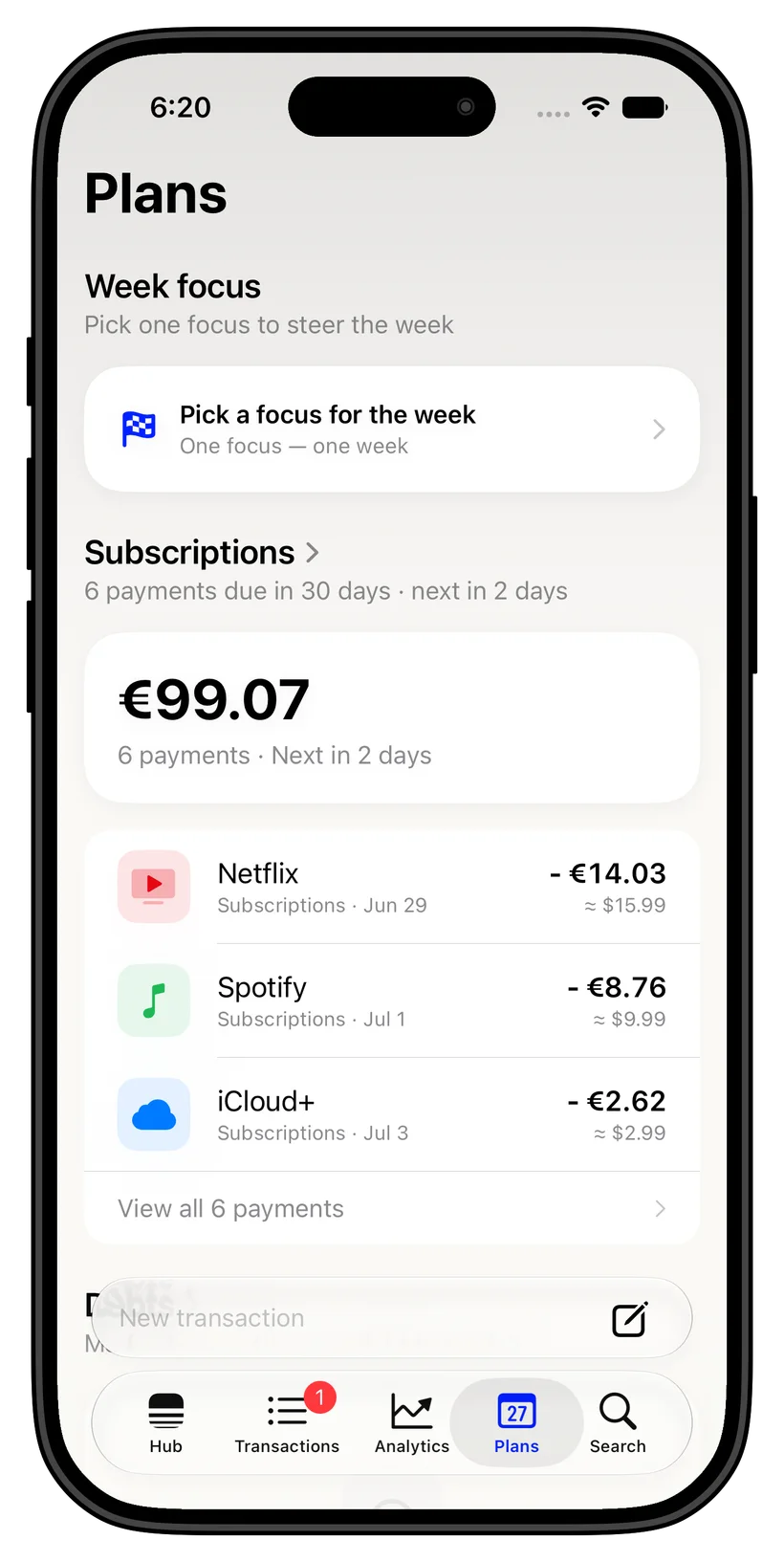 A cash-flow forecast app that shows what is safe to spend