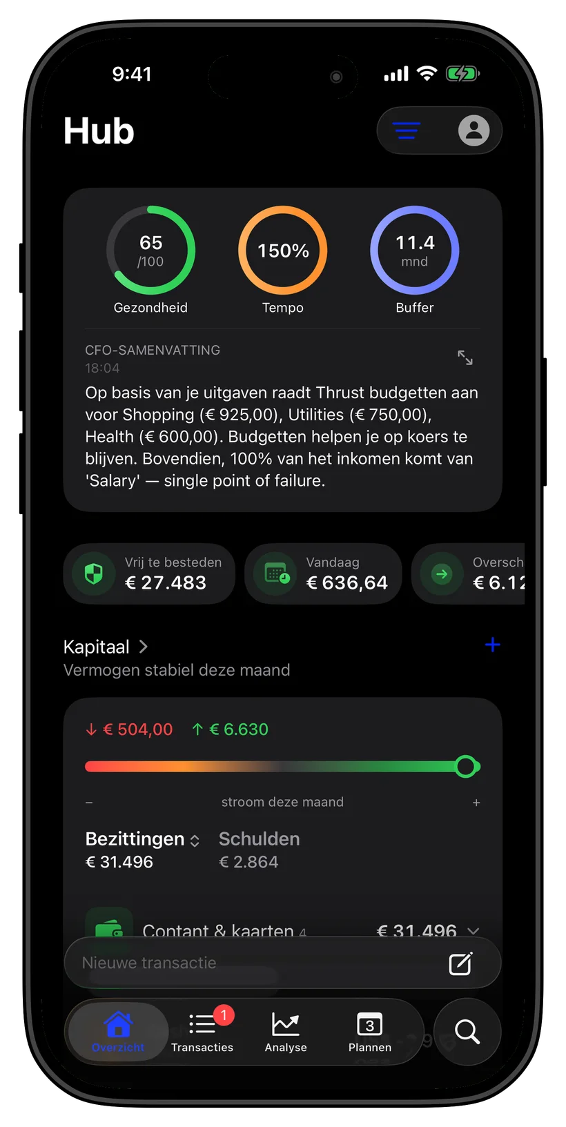 Thrust customizable Hub home screen