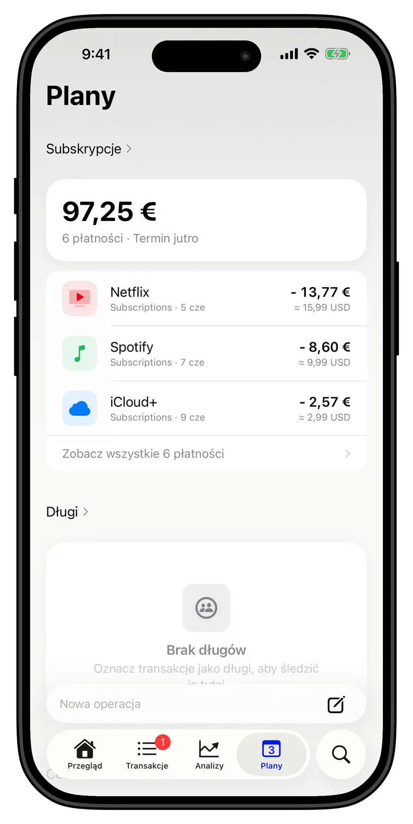 Thrust subscriptions on the home screen