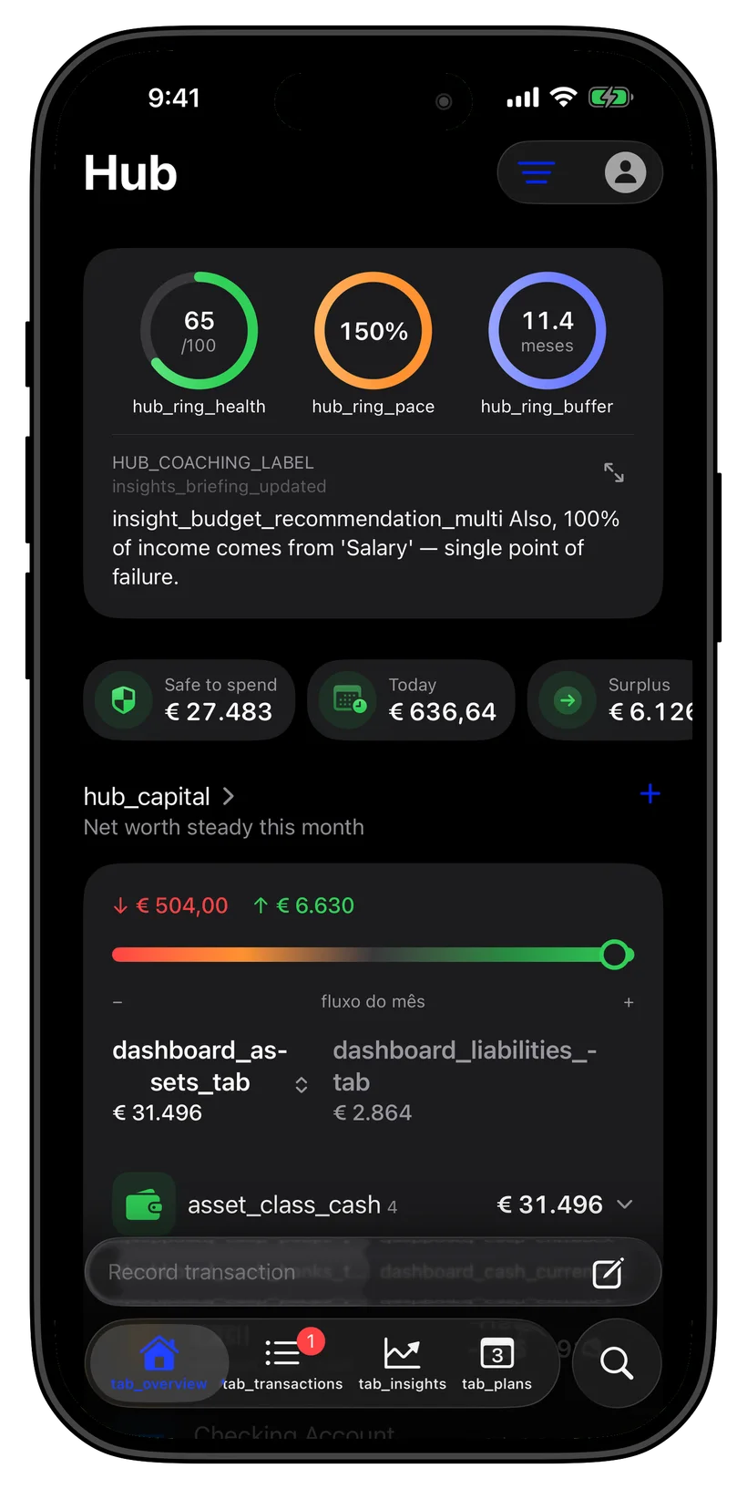 Thrust customizable Hub home screen