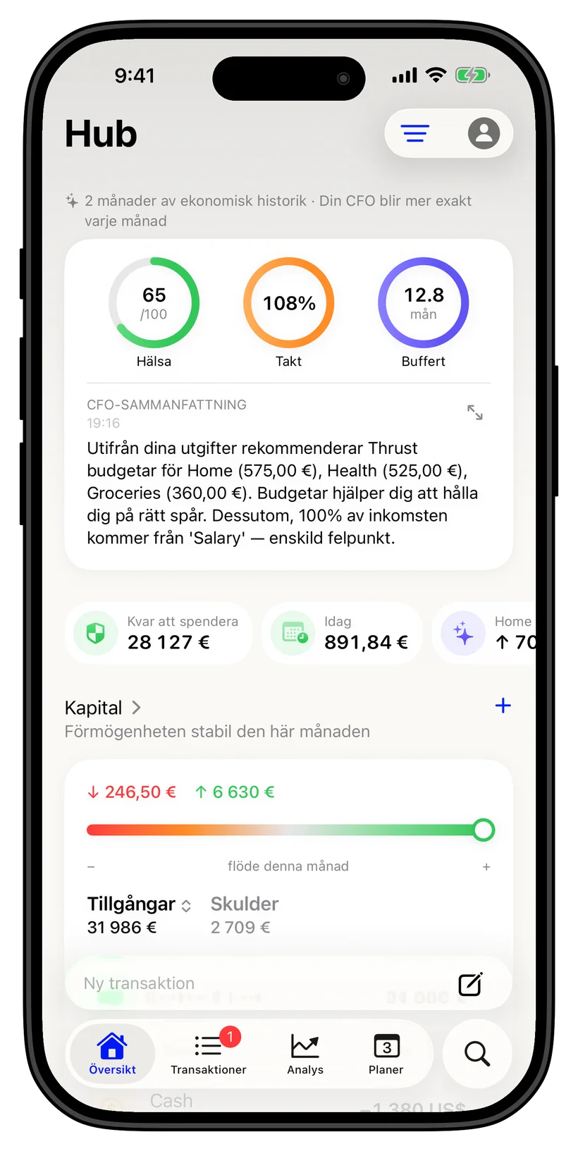 Thrust customizable Hub home screen